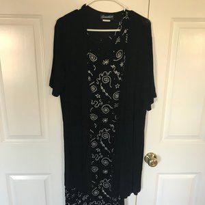Vintage Samantha O Stretchy Black Dress w/ White Designs